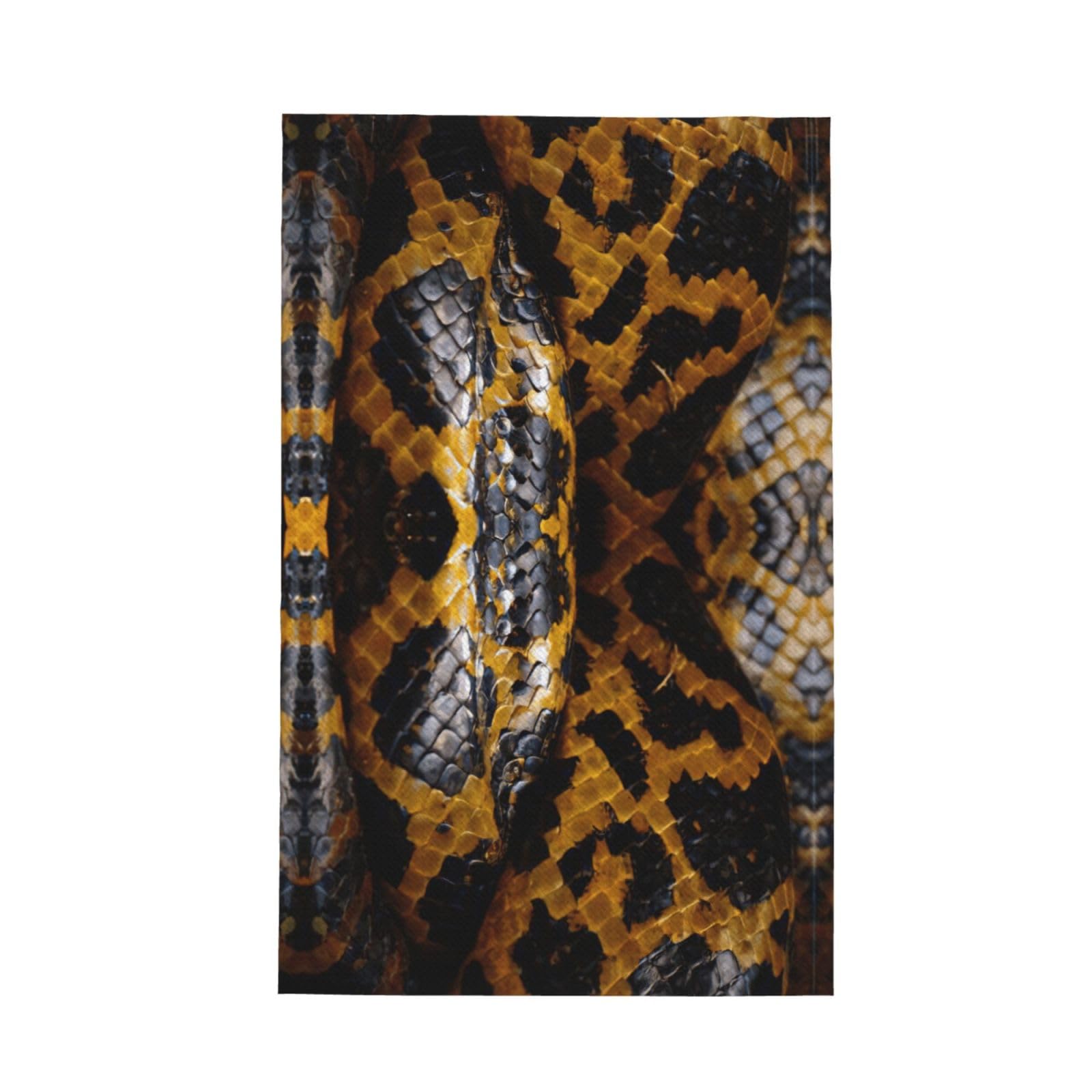 CKGODGF Yellow Snake Print Absorbent Waffle Dishcloths,Kitchen Towels With Hanging Loops,Tea Towels.