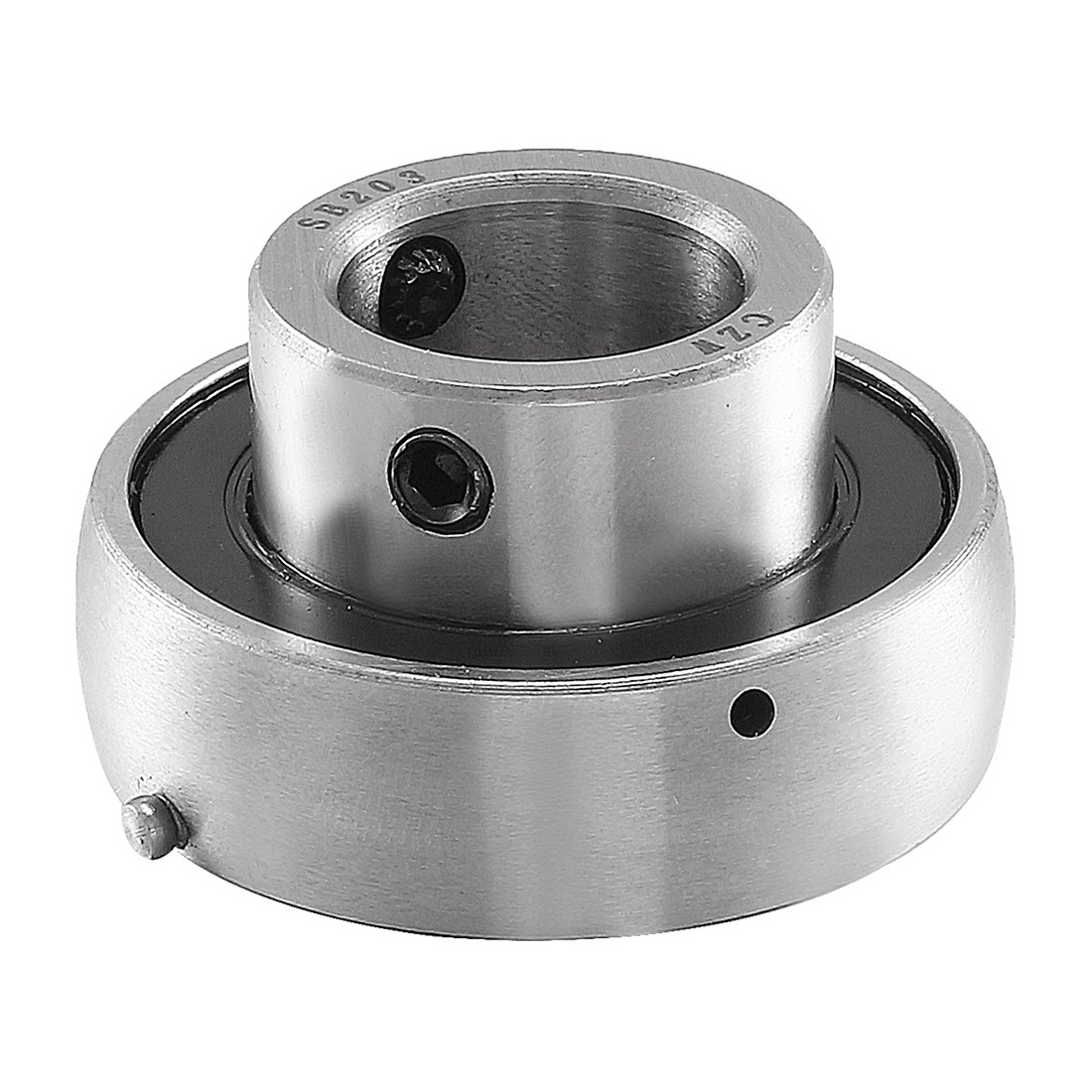Aexit SB203 GCr15 Transmission Parts 17mm Inner Diameter Insert Mounted Ball Bearing Gray Model:97as522qo94