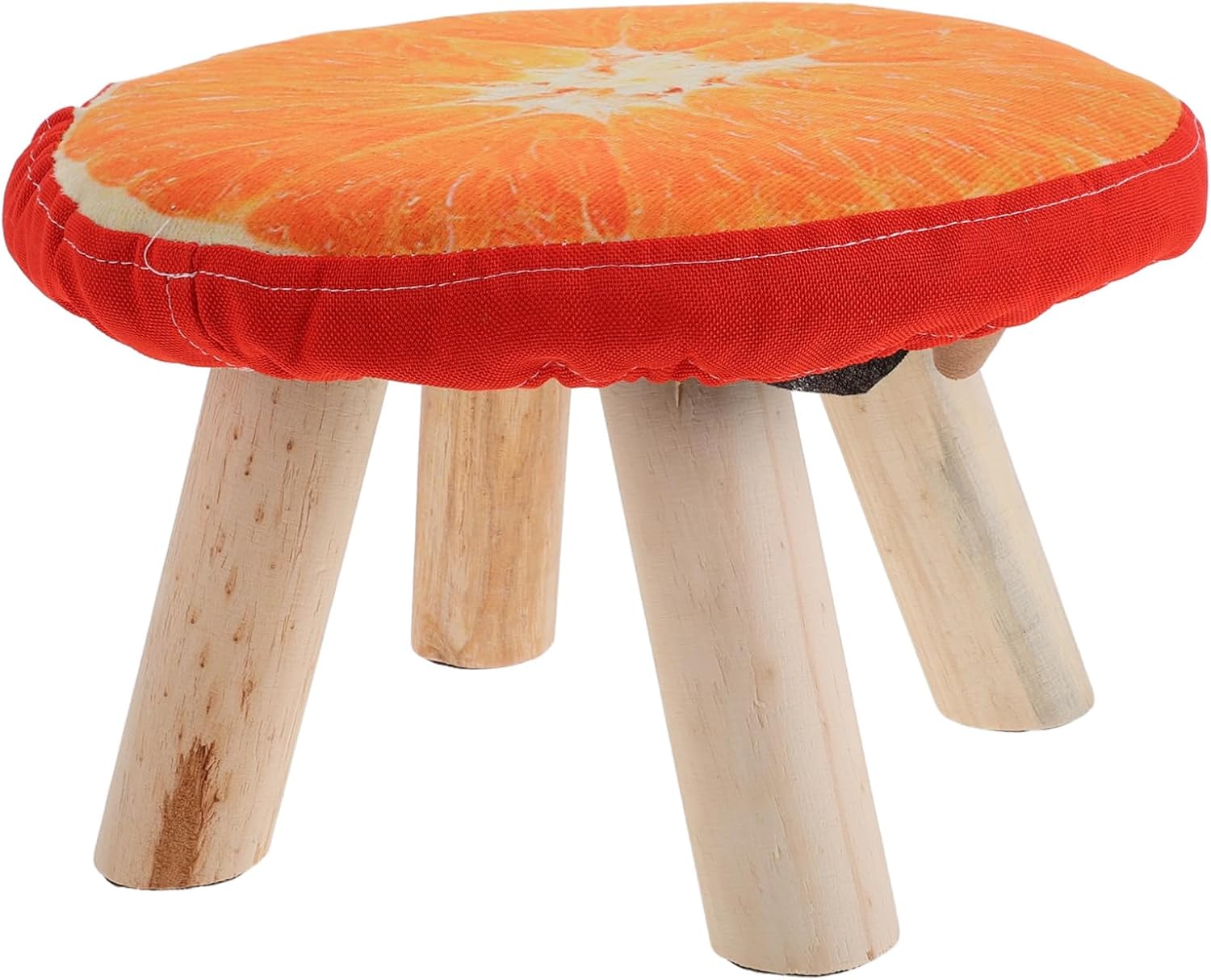 Creative Orange Wooden Footstool Non- Mushroom Design Shoe Changing Stool for Home Nail Salon Boy Girl Sturdy and Stylish Small Stool