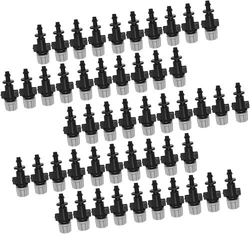 Miniatura 9 de 50 unidsset boquillas de nebulización de plástico rociador atomizador boquillas para patio jardín invernadero agrícola riego por goteo sistema de