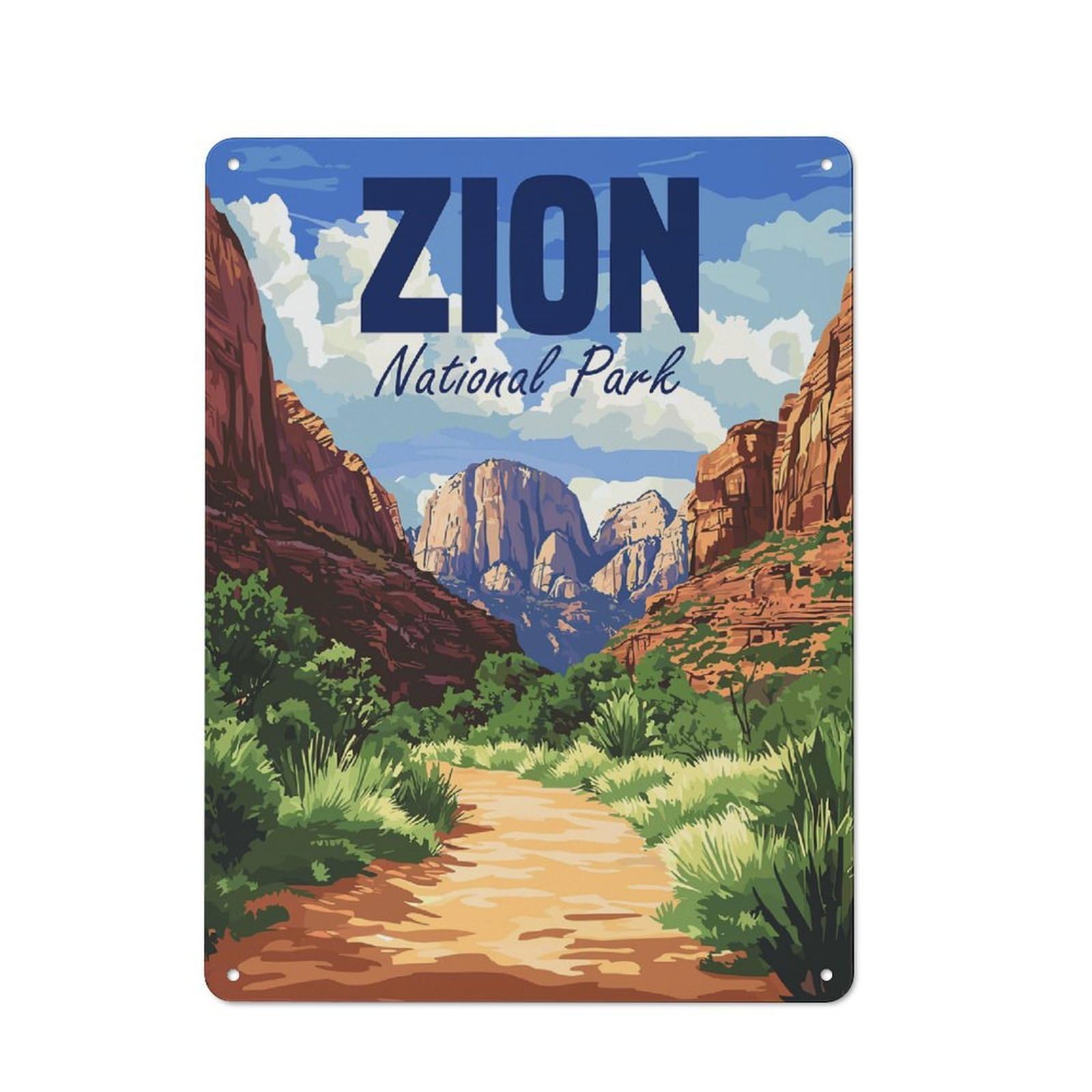 Junmoney Style-10 Metal Sign 40X30cm With Zion National Park Travel For Hallway Wall, Retro Decor, Gift For Hallway Decor Lovers During The Christmas Season