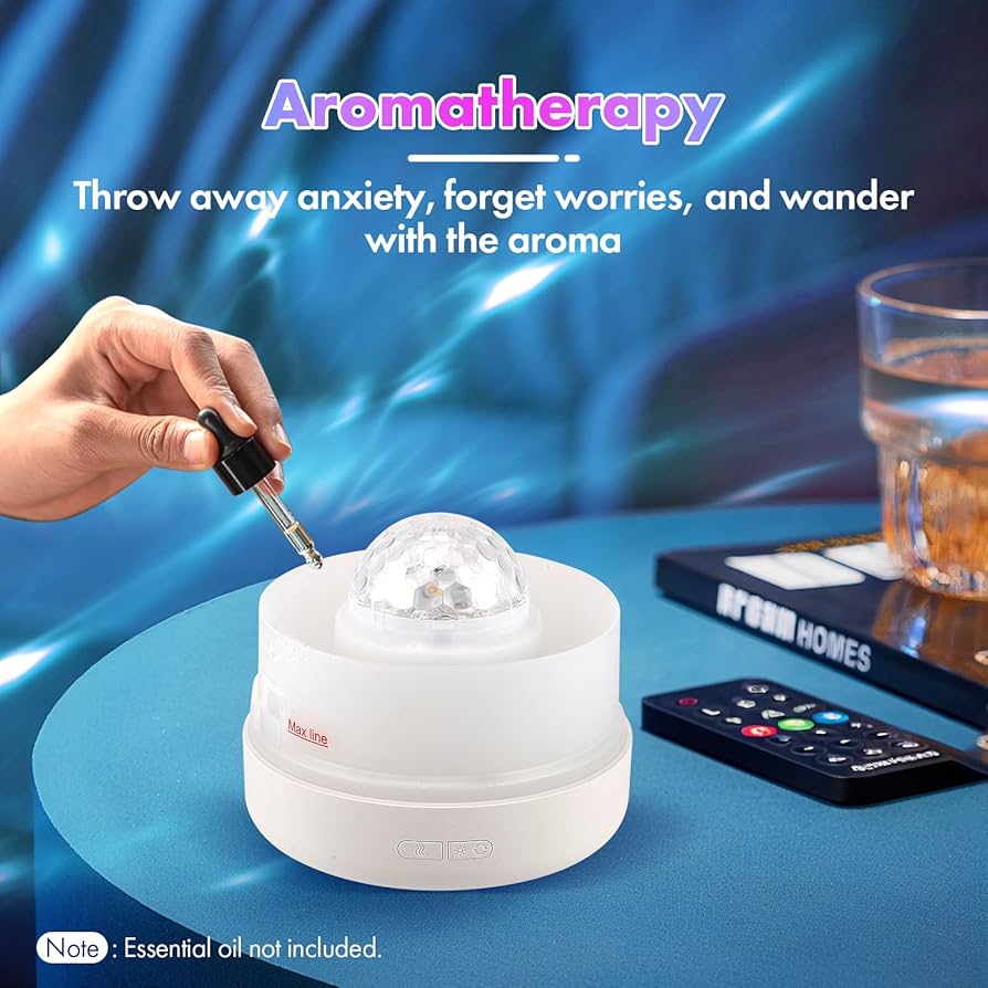 Luftbefeuchter Mit Sternenprojektor & Aromadiffusor - 7 Farben LED Nachtlicht 200ml