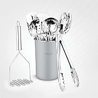 Vista 1 de Avador® Premium Set of 10 Stainless Steel (GREY HOLDER) Kitchen Tool Set with Holder Easy To Clean, Space Saving, Great for Cooking, Baking, Gris