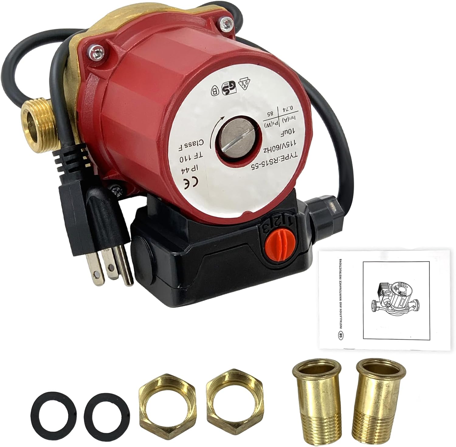 UPS15-55SUC 115V 1/8HP 3-Speed Stainless Steel Circulator Pump w/IFC Compatible with Grundf-os Open System SuperBrute Removable Check Valve 1/2" Union Replace 59896781