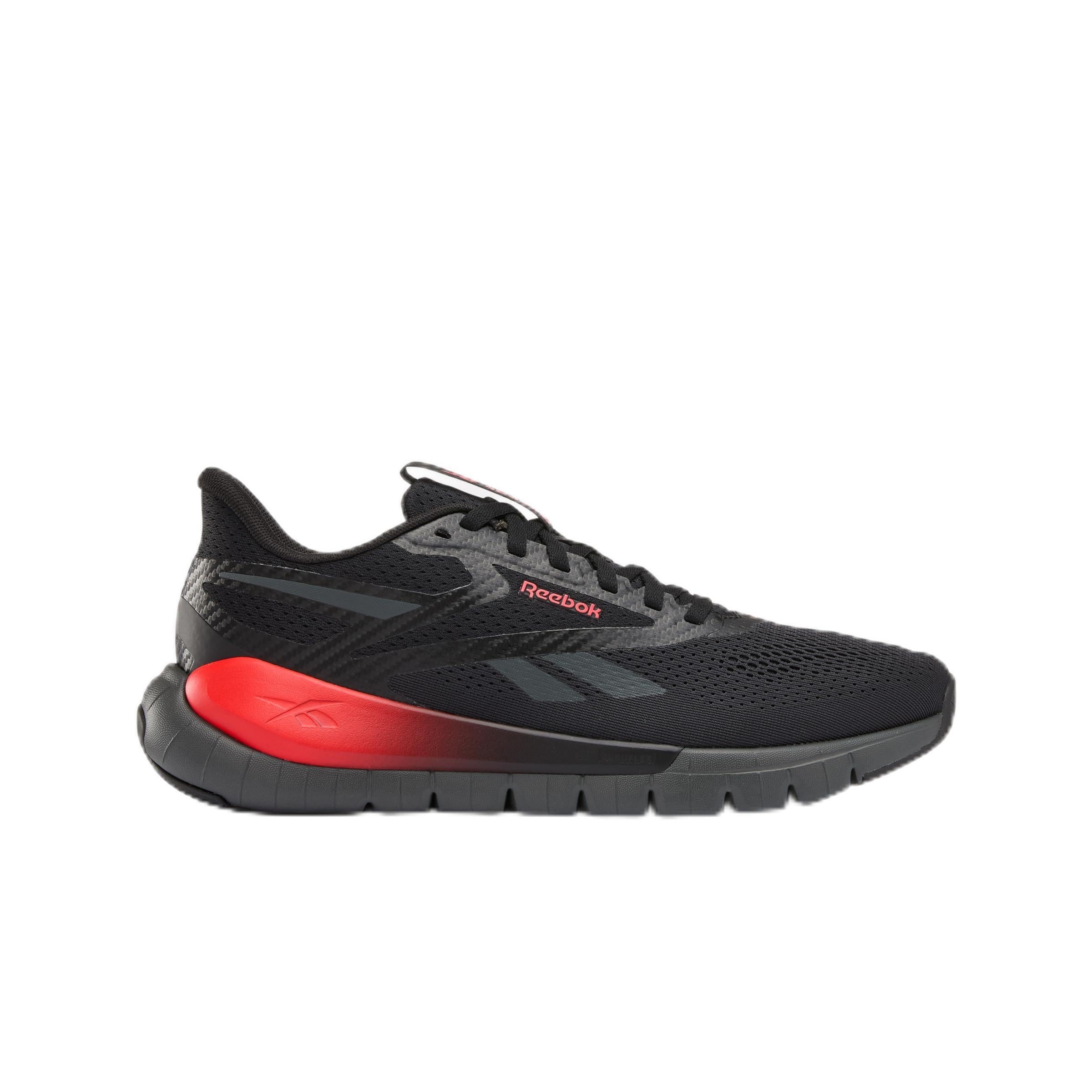 Reebok Unisex Flex Trainer Trainers, Black/Grey/Sport Red, 44.5 EU