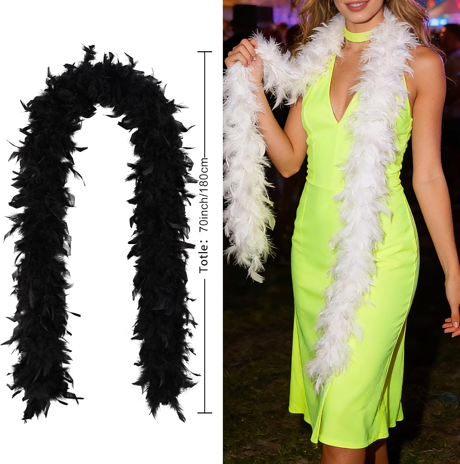 Feather Boas Bulk 45g 2Yds Each for Mardi Gras Costume Party Decorations Masquerade Soft Fluffy Feather Garland