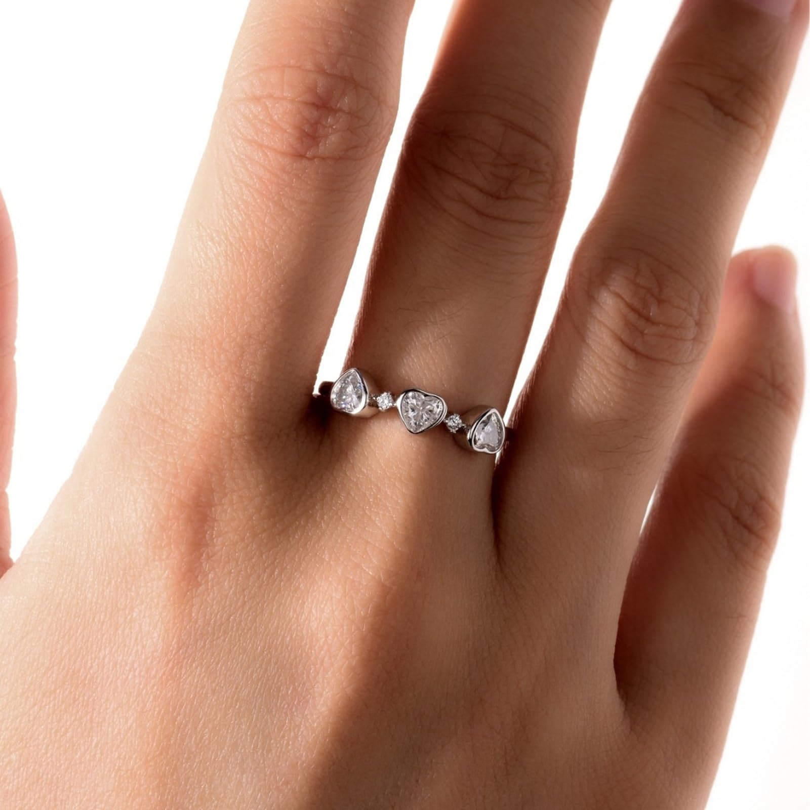 Anillo de oro con moissanite para mujer, alianzas de oro blanco con corazón, anillos de compromiso, oro auténtico Moissanite para mujeres