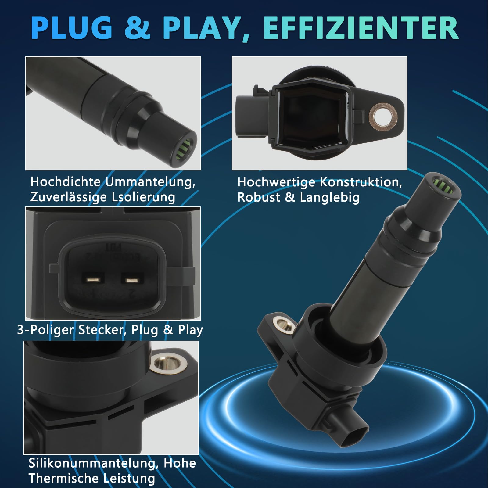Bobine d'allumage compatible avec Hyundai & Kia – Bobine de remplacement pour la référence 27301-2B100