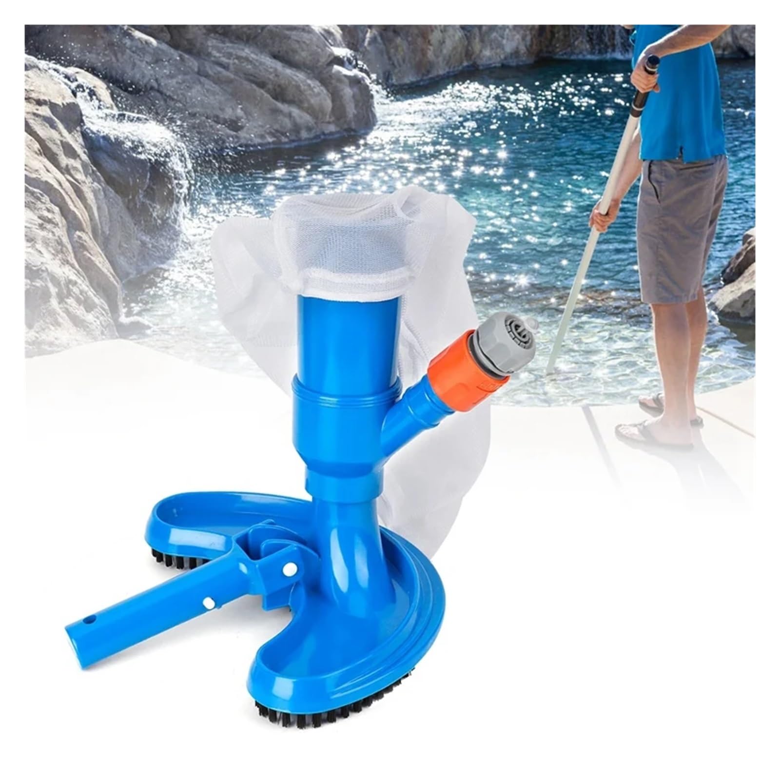Kit de Herramientas portátil for Limpieza de Piscinas con pértiga de 5 Secciones, aspiradora de Chorro for Piscinas elevadas, spas, estanques y jacuzzis.(E/U Plug)