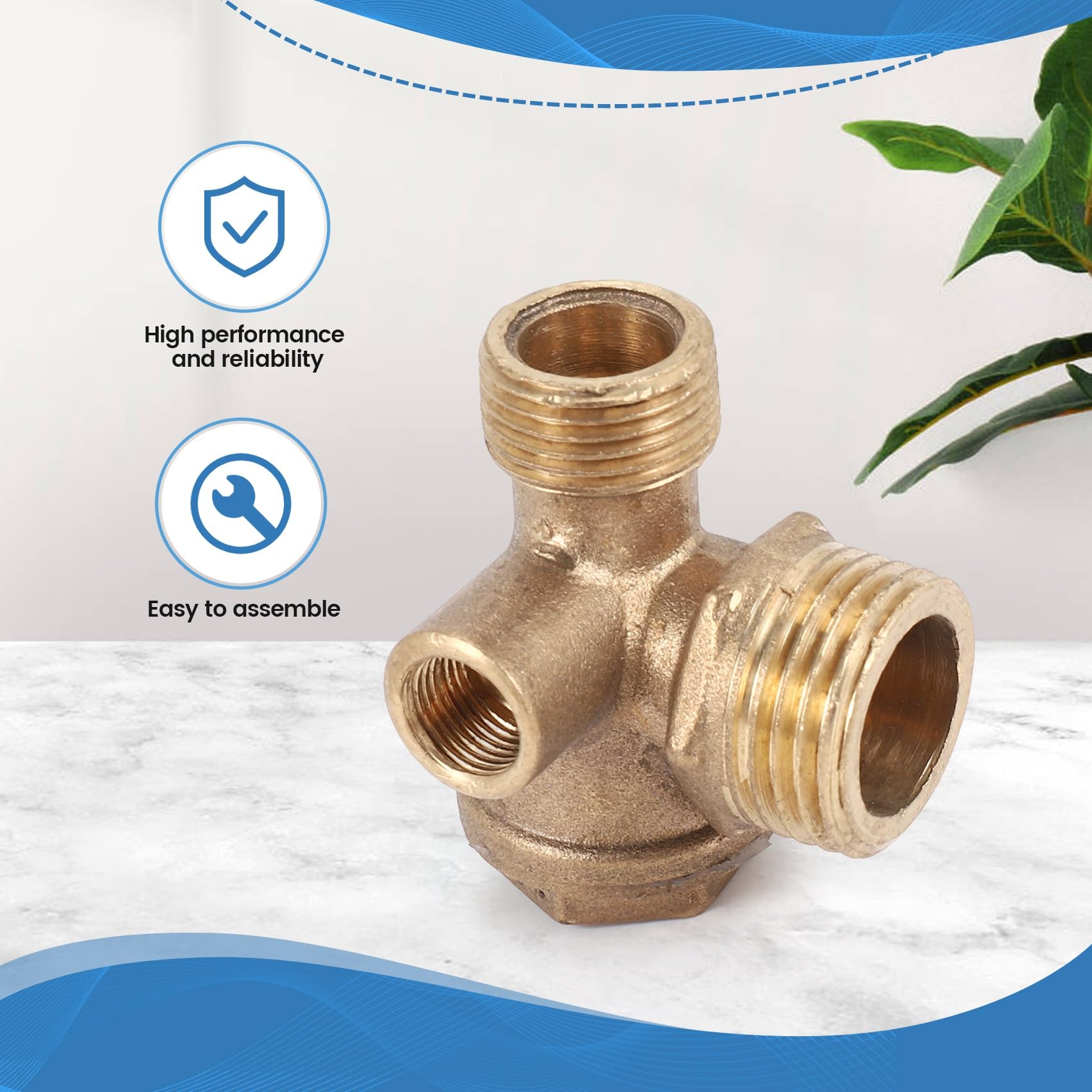 1 Clapet Anti-Retour de Compresseur D'Air à Trois Voies Clapet Anti-Retour de Compresseur D'Air à Connexion Directe, Orifice de Vanne: 20Mm 16Mm 10Mm