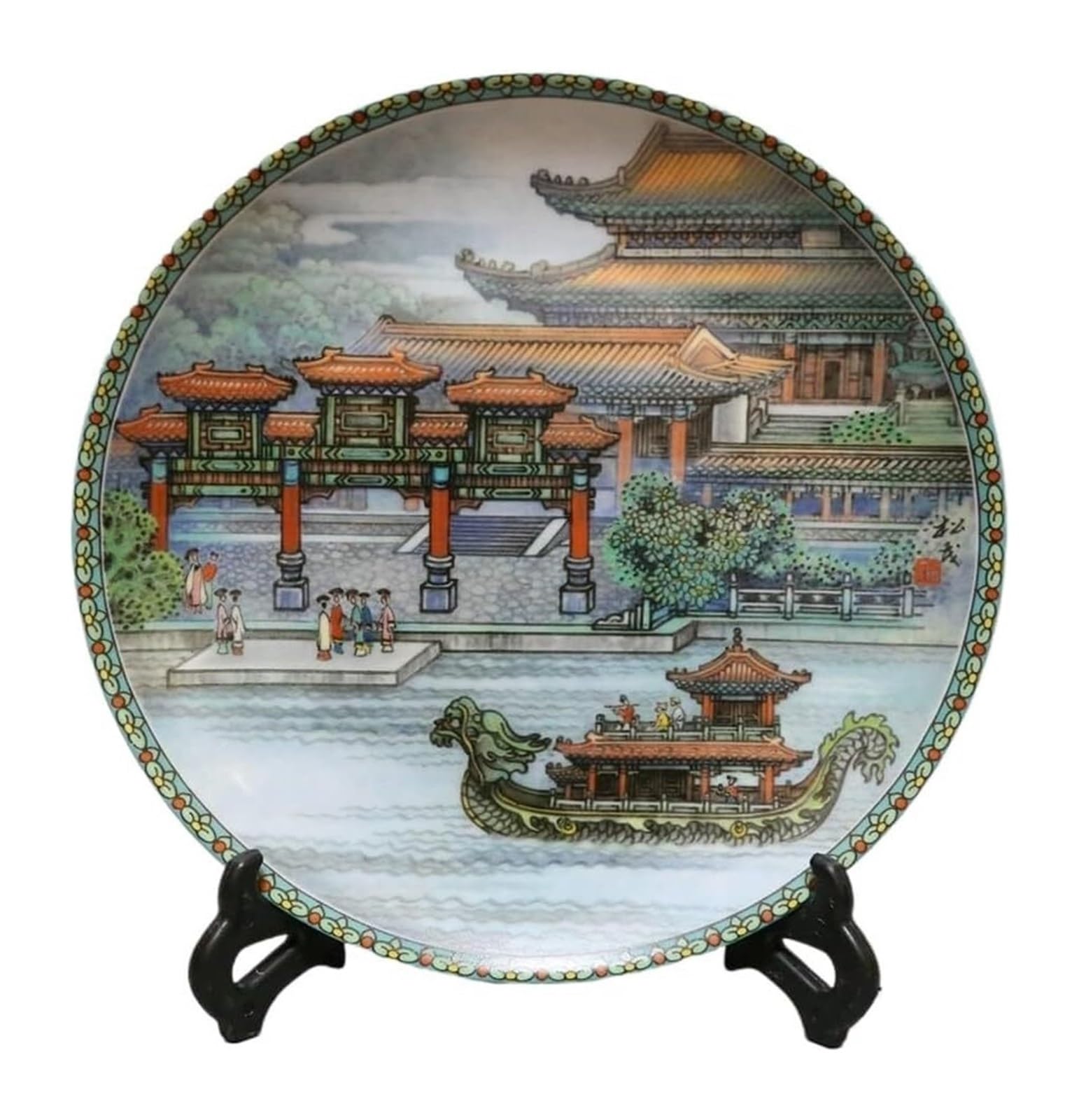 Dekoracyjny talerz do zawieszenia Dekoracyjny ceramiczny talerz do zawieszania, talerze dekoracyjne, dekoracyjny Cera 20,5 cm porcelana Jingdezhen wzór letniego pałacu