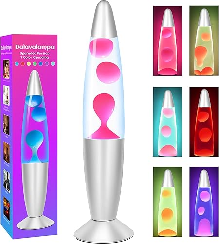Lámpara de movimiento líquido que cambia de color, lámpara de magma rosa de 13 pulgadas para niños, adultos y adolescentes, regalo de luz nocturna