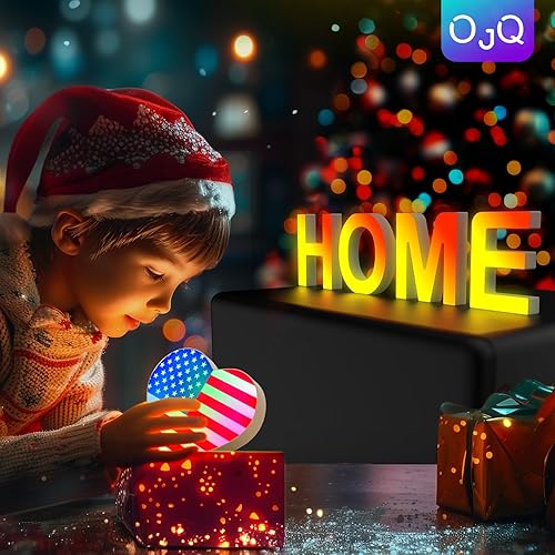 Miniatura 37 de OJQ Letras con luces LED iluminadas, letras de marquesina para decoración de habitación, luces de pared, regalos de Navidad, sincronización