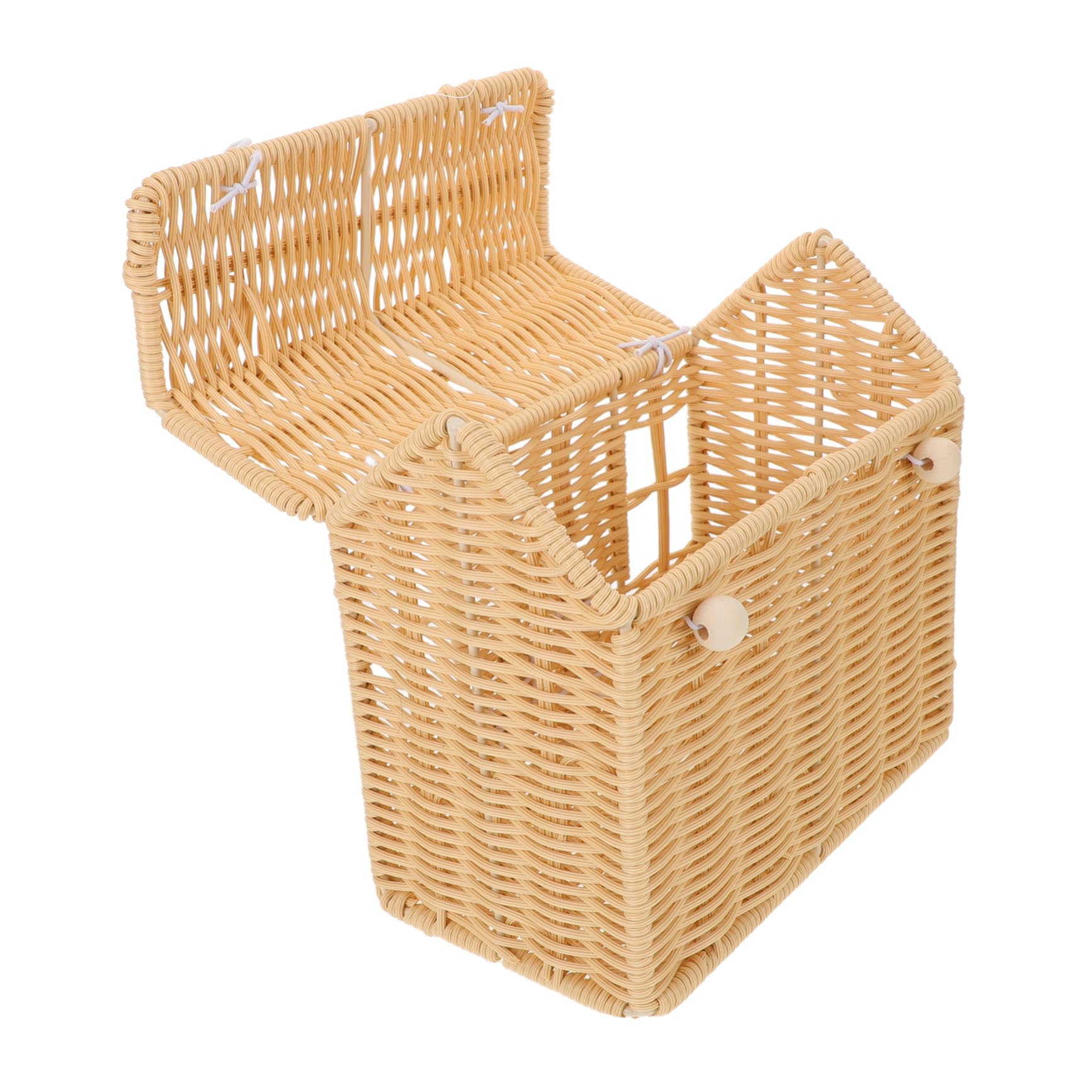 Cesta Tejida con Asa Imitación Ratán Forma de Casa Pequeña para Dulces y Regalos Cesta y Duradera para Navidad Shower y Fiestas Familiares
