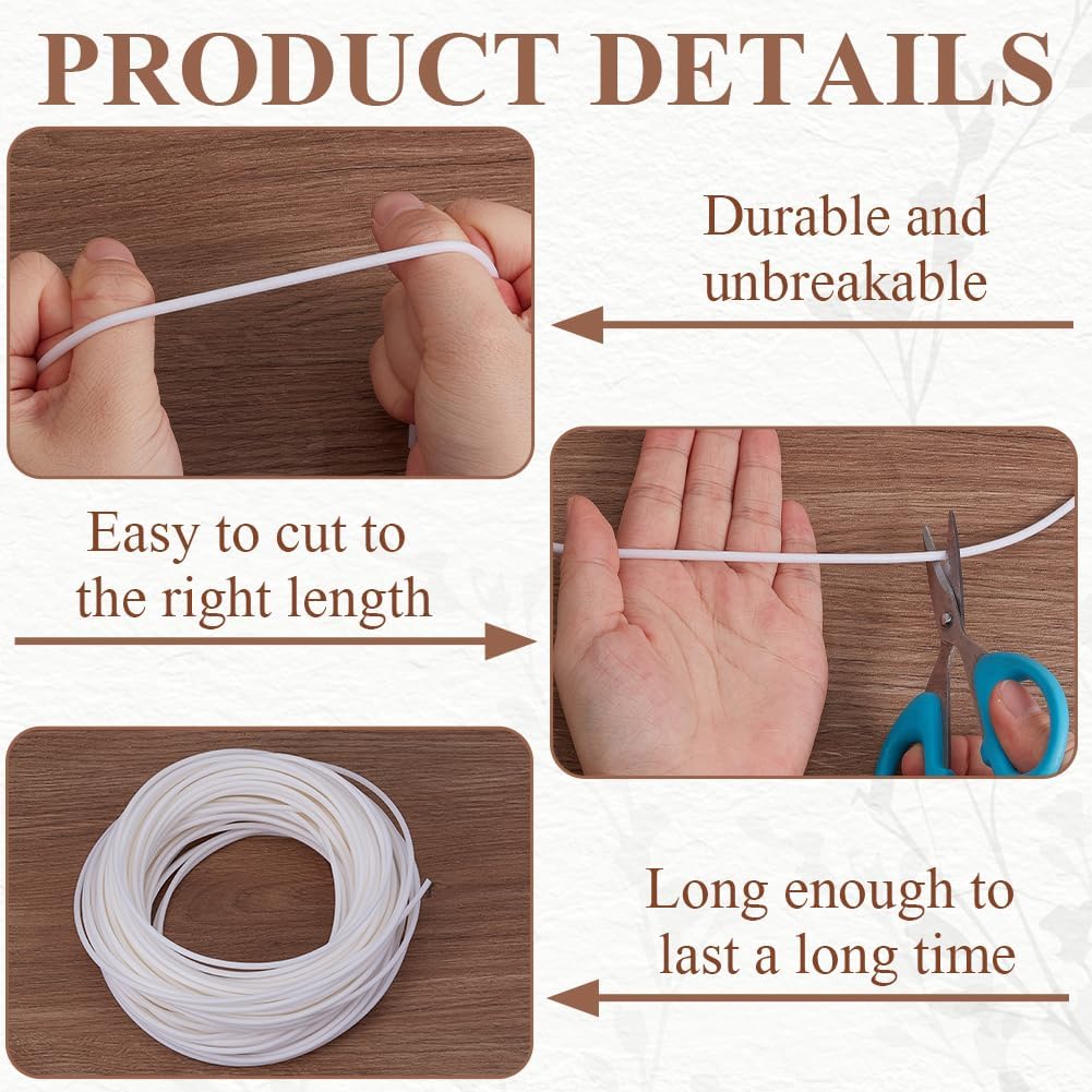 32.81 Yards 3mm White Eva Pipe Sofa Edge Cover Furniture Trimming Strips Durable Home Upholstery Weltfill Solid Filler Plastic Piping Cord for Sewing Making Couch Curtains DIY Craft Supply