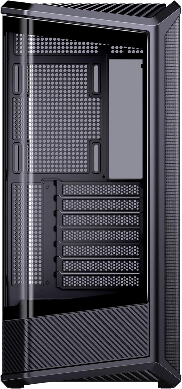 JONSBO D400 Black ATX Mid-Tower Pc Case,Three-Dimensional Beveled Curved Glass Design,Desktop Computer Case, Support BTF Motherboard/ATX Power supply/Dual360 AIO,10 Fan Positions,Black