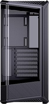 JONSBO D400 Black ATX Mid-Tower Pc Case,Three-Dimensional Beveled Curved Glass Design,Desktop Computer Case, Support BTF Motherboard/ATX Power supply/Dual360 AIO,10 Fan Positions,Black