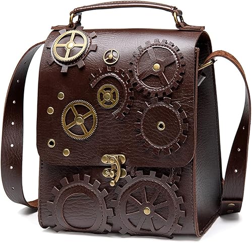 Bolso tipo mensajero de cuero retro, estilo steampunk, bolso cruzado para mujer, accesorio gótico para disfraz de Lolita