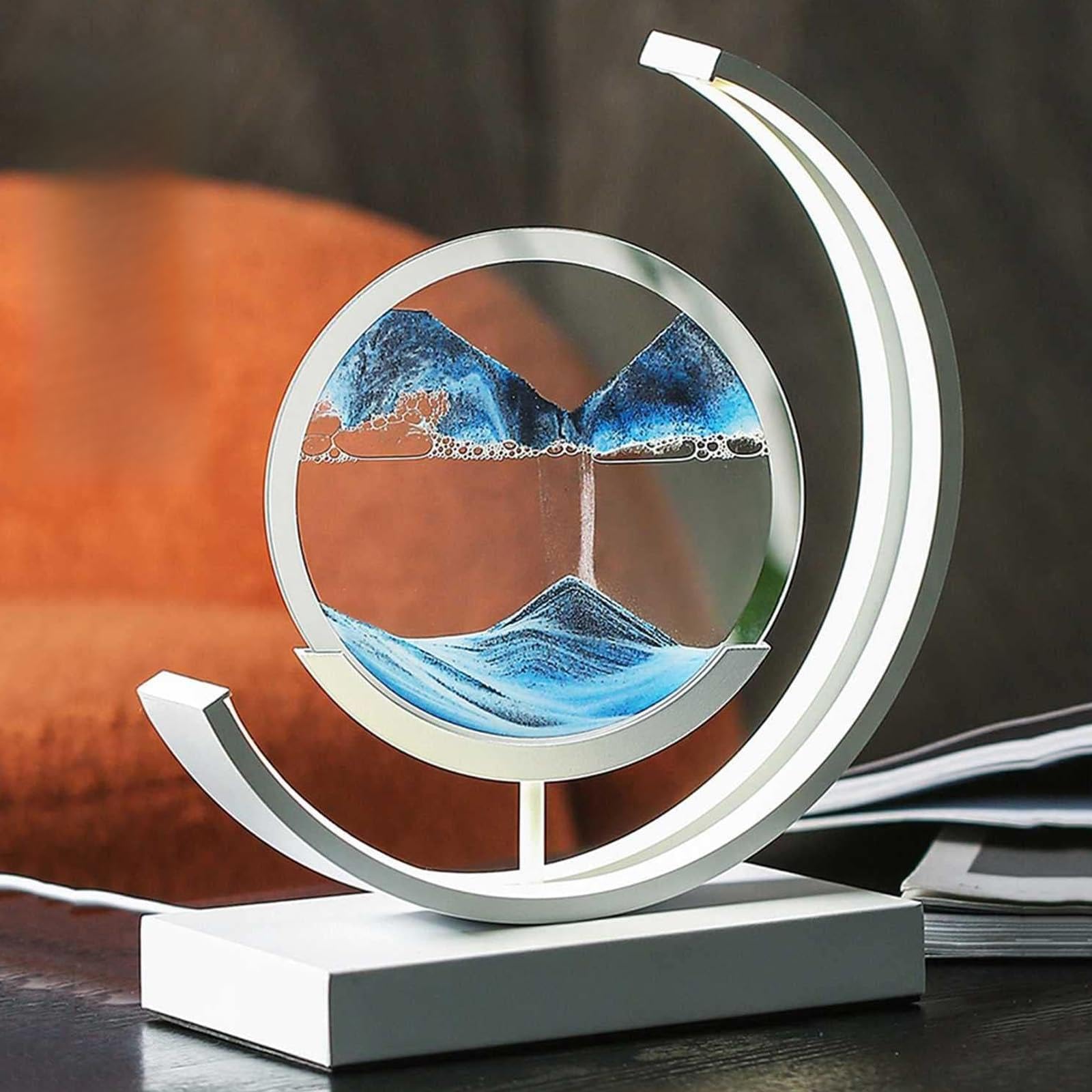 Bvjkhq D 3 Hourglass Eep Sea Sandscape, Moving San Art Pictures Roun Frame Sandscapes With Light, San Art Liqui Motion Living Room Bedroom Table Lamp Ecoration, Gift For Friends Lovers