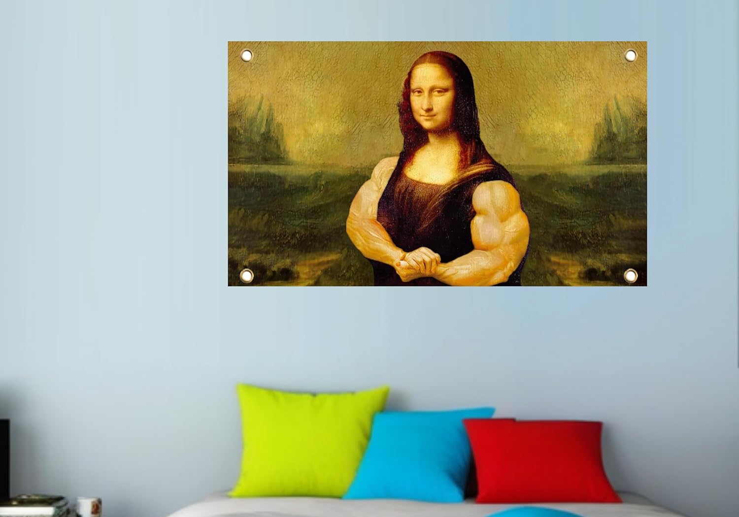Mona Lisa Funny Flag 3x5 Ft - Durable Man Cave Wall Polyester Flags with 4 Brass Grommets - College Dorm Room Decor Tapestry - Mem Single Sided Flag for Indoor and Outdoor - Party Posters for Holliday - Image 6