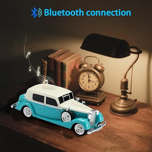 Miniatura 4 de WS-1934 Retro Classic Car Bluetooth Replica Altavoz  Sonido HD inalámbrico con radio FM, TWS estéreo, luces LED de fiesta, micrófono integrado