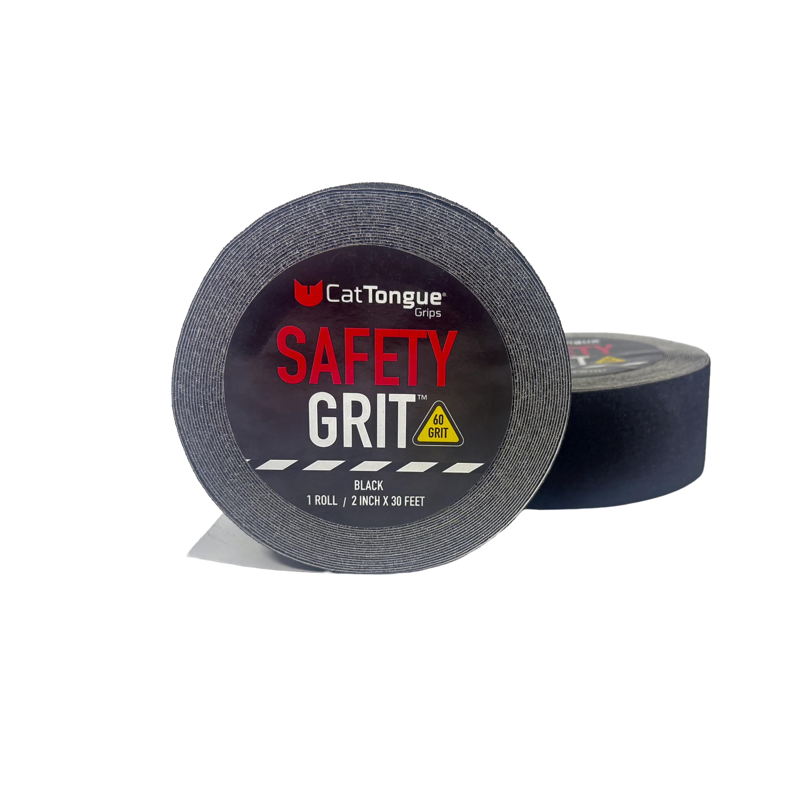 CatTongue Safety Grit Abrasive Grip Tape 2” - 60 Grit Anti-Slip Tape - Waterproof, Safety Traction for Stairs, Ramps & Walkways - Indoor/Outdoor Use -