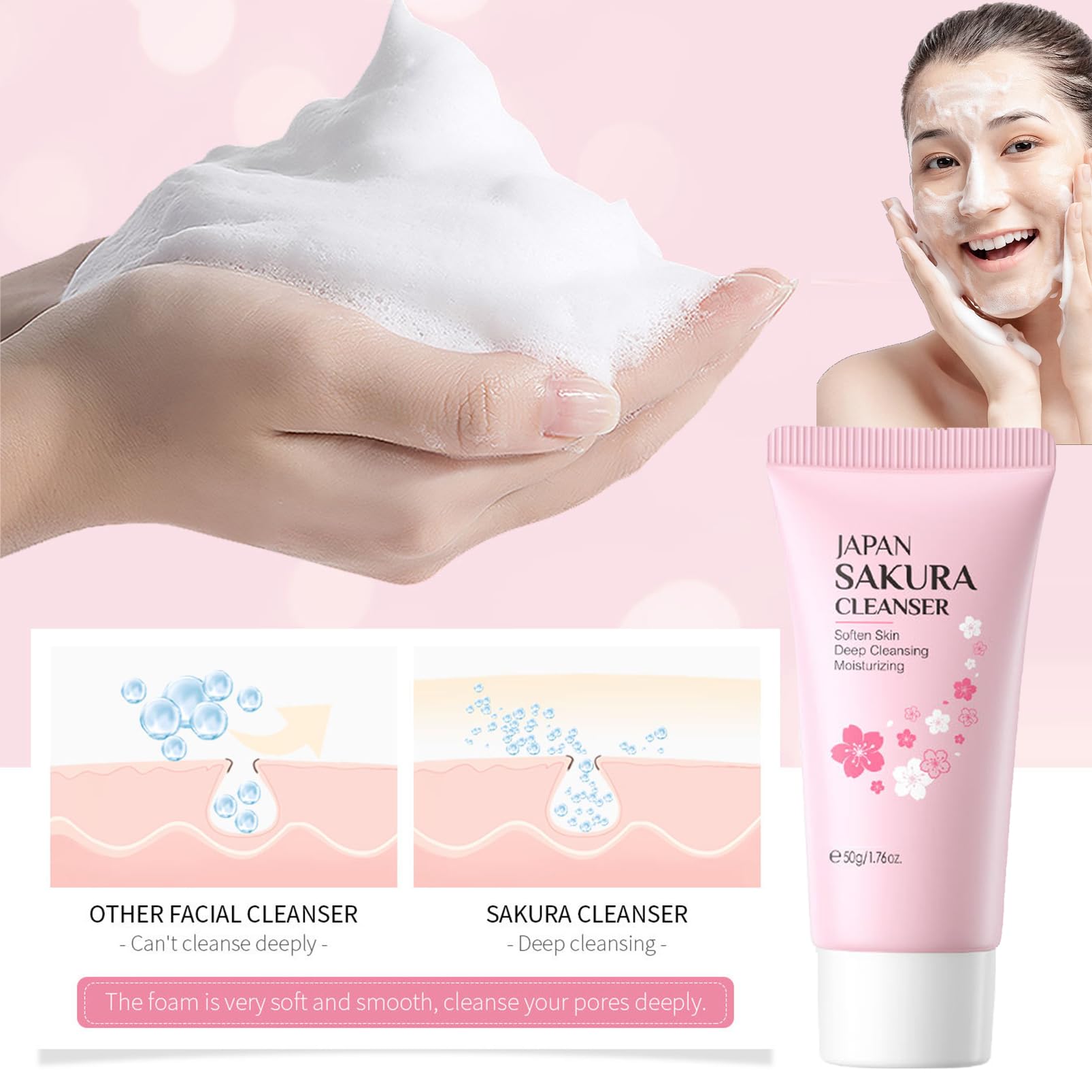 Japan Sakura zestaw do pielęgnacji skóry dla nastolatek i dziewcząt – Sakura Skin Care, zestaw do pielęgnacji twarzy, nawilżający zestaw upominkowy dla kobiet – z maską błotną, serum, kremem, kremem