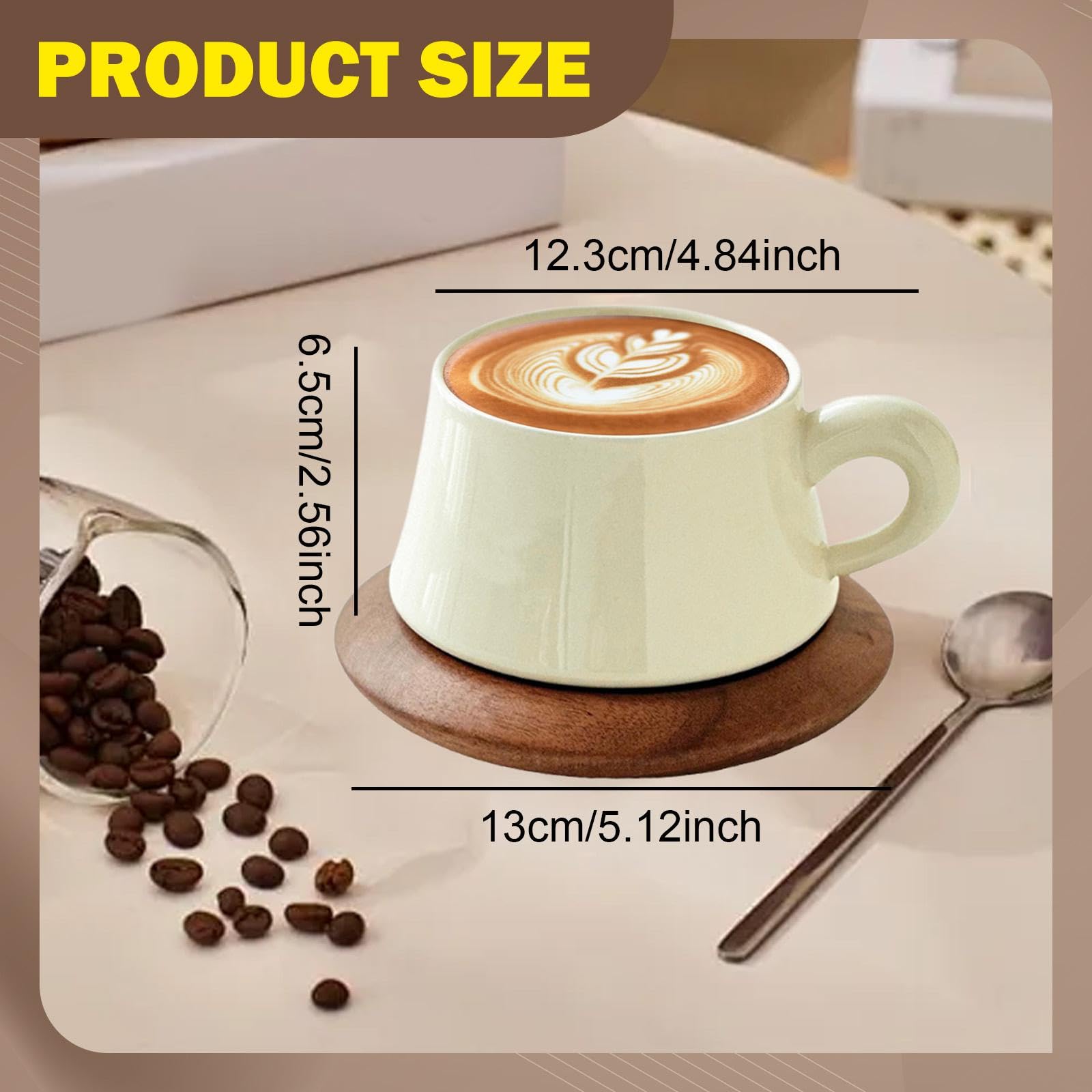 Tazza Da Caffè in Ceramica con Piattino, 300 Ml, per Ufficio, Feste, Bar