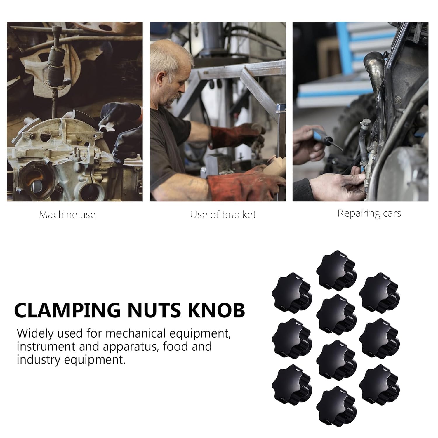 10pcs Plastic Star Knobs Threaded Hand Knobs Thru Hole Clamping Nuts Handles with M8 Internal Thread for Industrial Machinery and Equipment