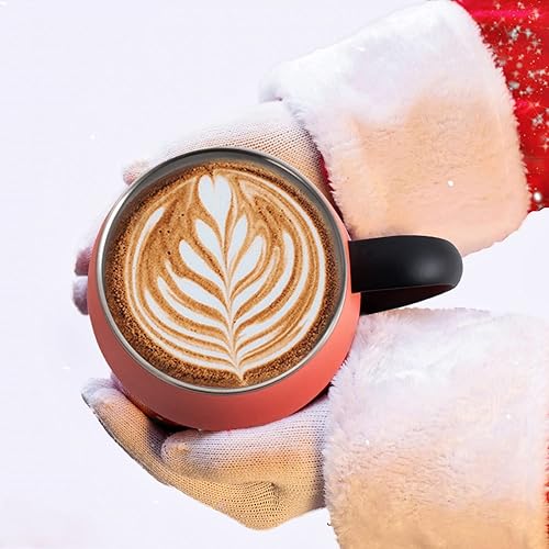 Miniatura 4 de Ideus Taza de café aislada de 16 oz con asa y tapa, taza de café térmica de acero inoxidable de doble pared con aislamiento al vacío, taza de café