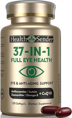 Suplemento de vitamina 37 en 1 para hombre y mujer, soporte completo para los ojos inspirado en AREDS 2 con luteína, zeaxantina, extracto de