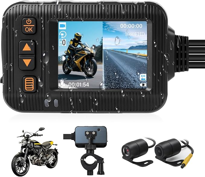 1080P Motorcycle Dash Cam HD Camera Front and Rear Dual
