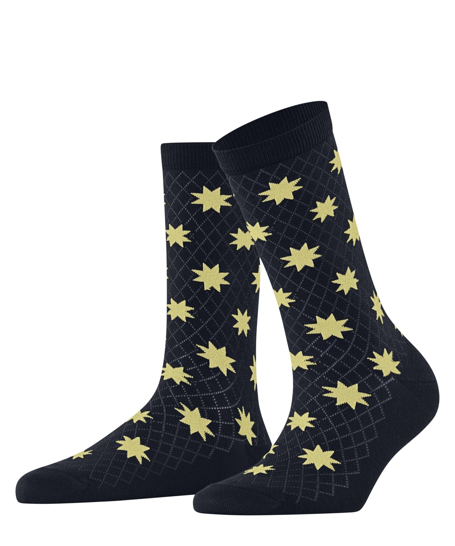 Burlington Women's Holly Jolly W So Cotton Patterned Socks 1 Pair, Blue Marine 6120, 3.5-7