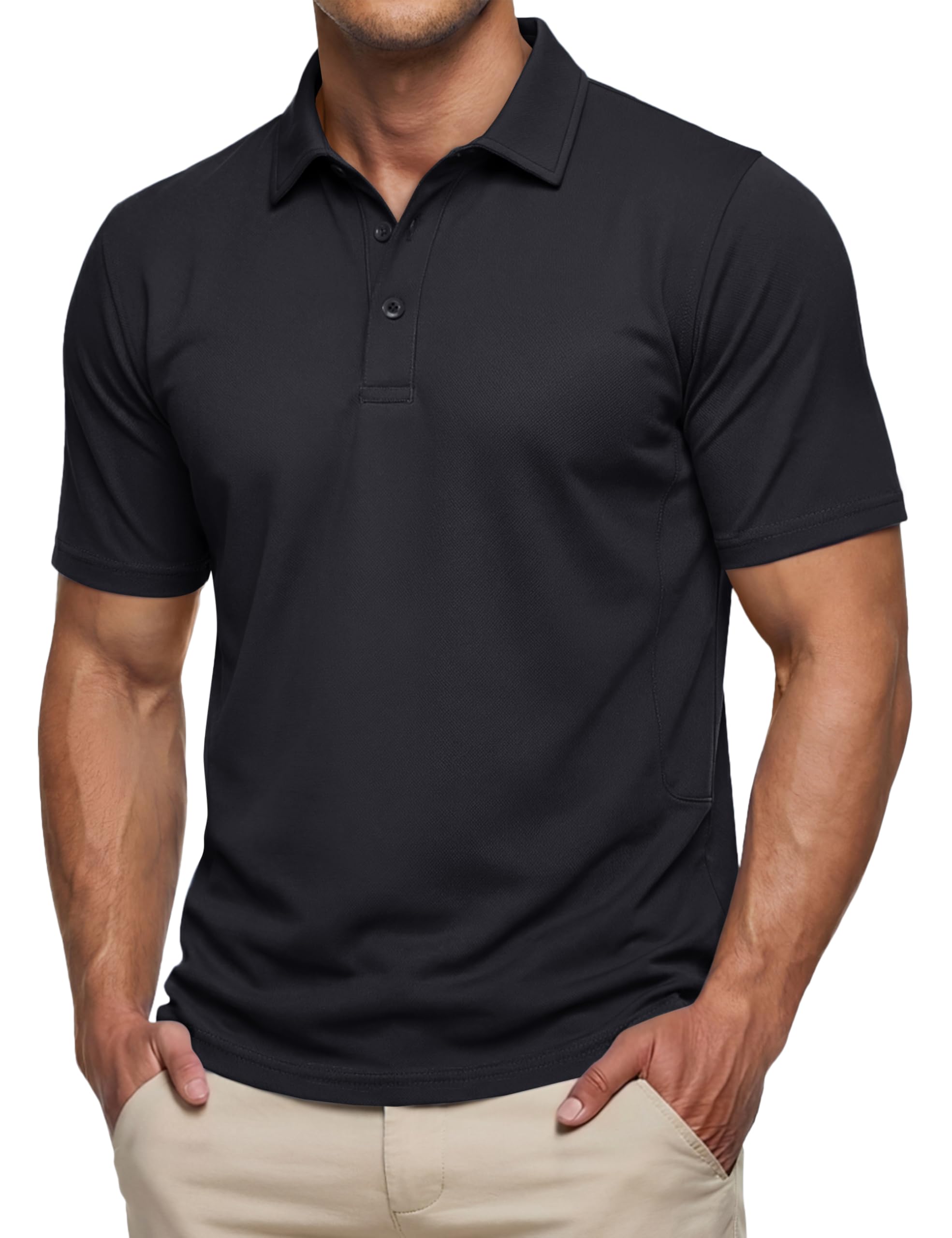 TACVASEN Poloshirt Herren Kurzarm Funktions Polo Shirt Baumwolle Atmungsaktiv Polohemd Sommer Golf T-Shirt Freizeit