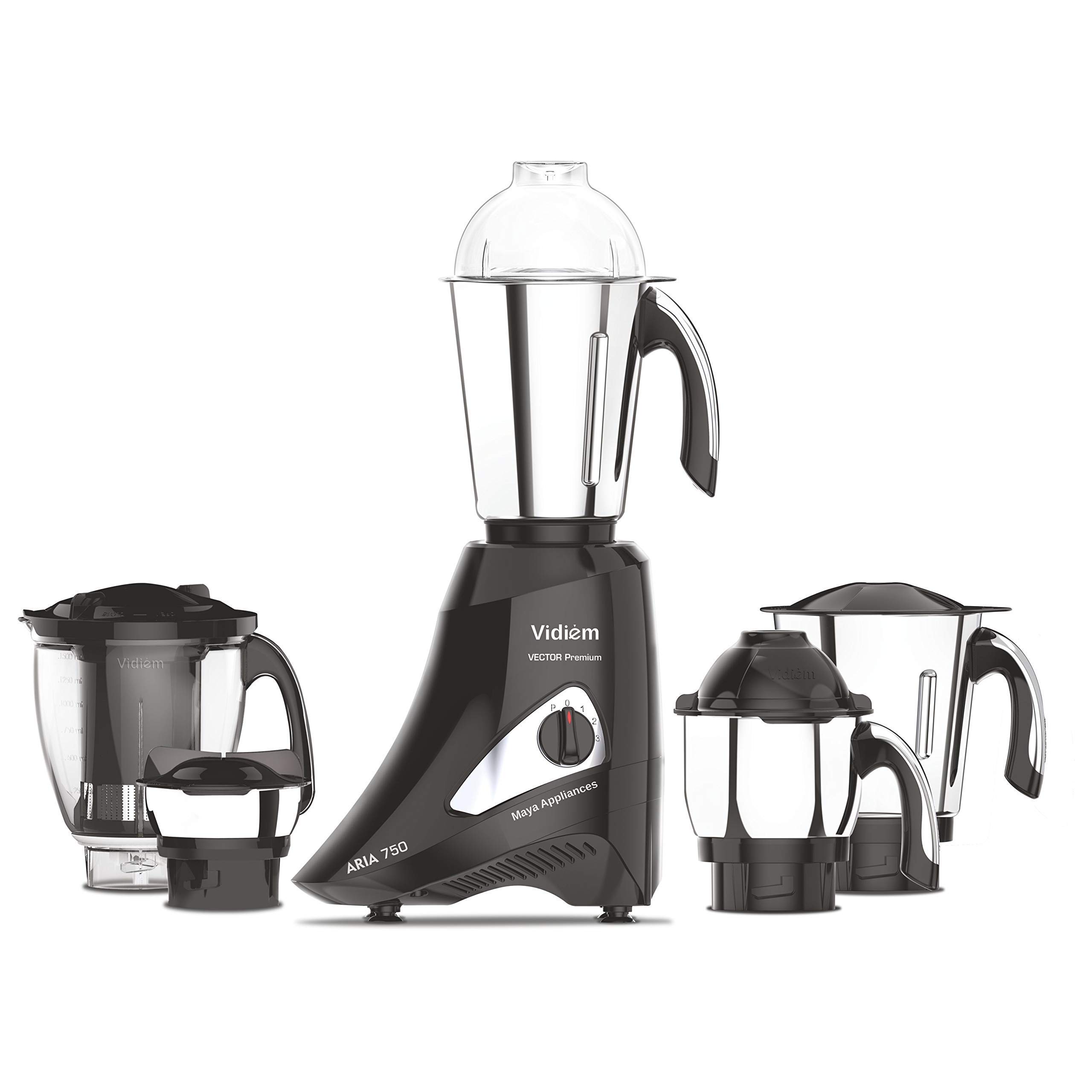 Vidiem Mixer Grinder 575 Vector Premium (Black) | 750 watt with 5 Jar in-1 Juicer Mixer Grinder | Leakproof Jars with self-Lock for Wet & Dry Spices, chutneys & curries | 5 Years Warranty (B086152P11) Amazon Price History, Amazon Price Tracker