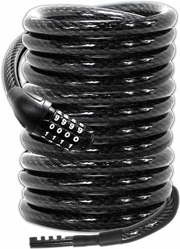 Lumintrail Candado de cable largo para bicicleta en espiral de 38 pulgadas, 10 pies (4, 6, 10, 15, 30 pies), cerraduras resistentes a la intemperie