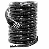 Lumintrail Long Coiled Bike Cable Lock 3/8 Inch 10ft (4, 6, 10, 15, 30ft), Weatherproof Locks for Kayak, Bike, Scooter, Outdoor Equipment, Resettable Combination Lock Anti Theft Protection