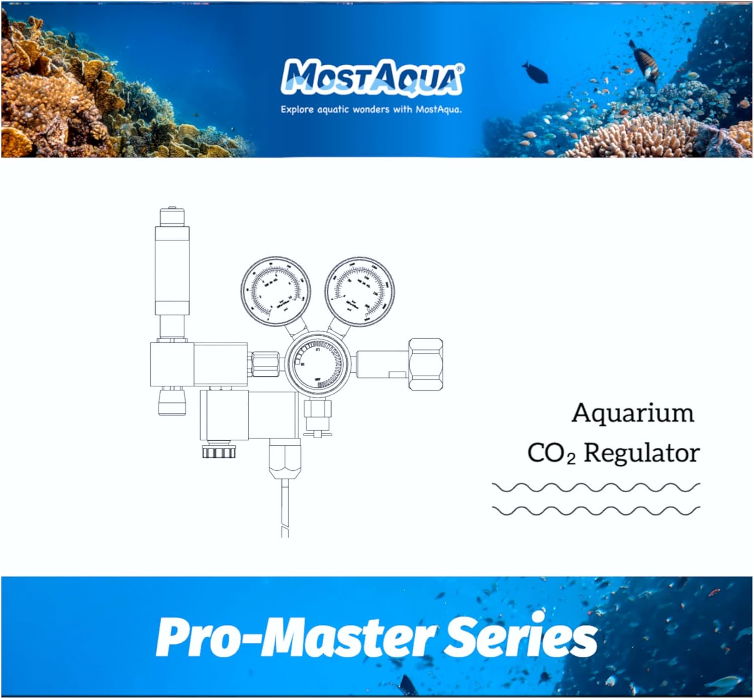 Aquarium Dual Stage Co2 Regulator, Pro-Master Series, Co2 System Kit for Aquarium Plants, Integrated Bubble Counter and Adjustable Output Pressure