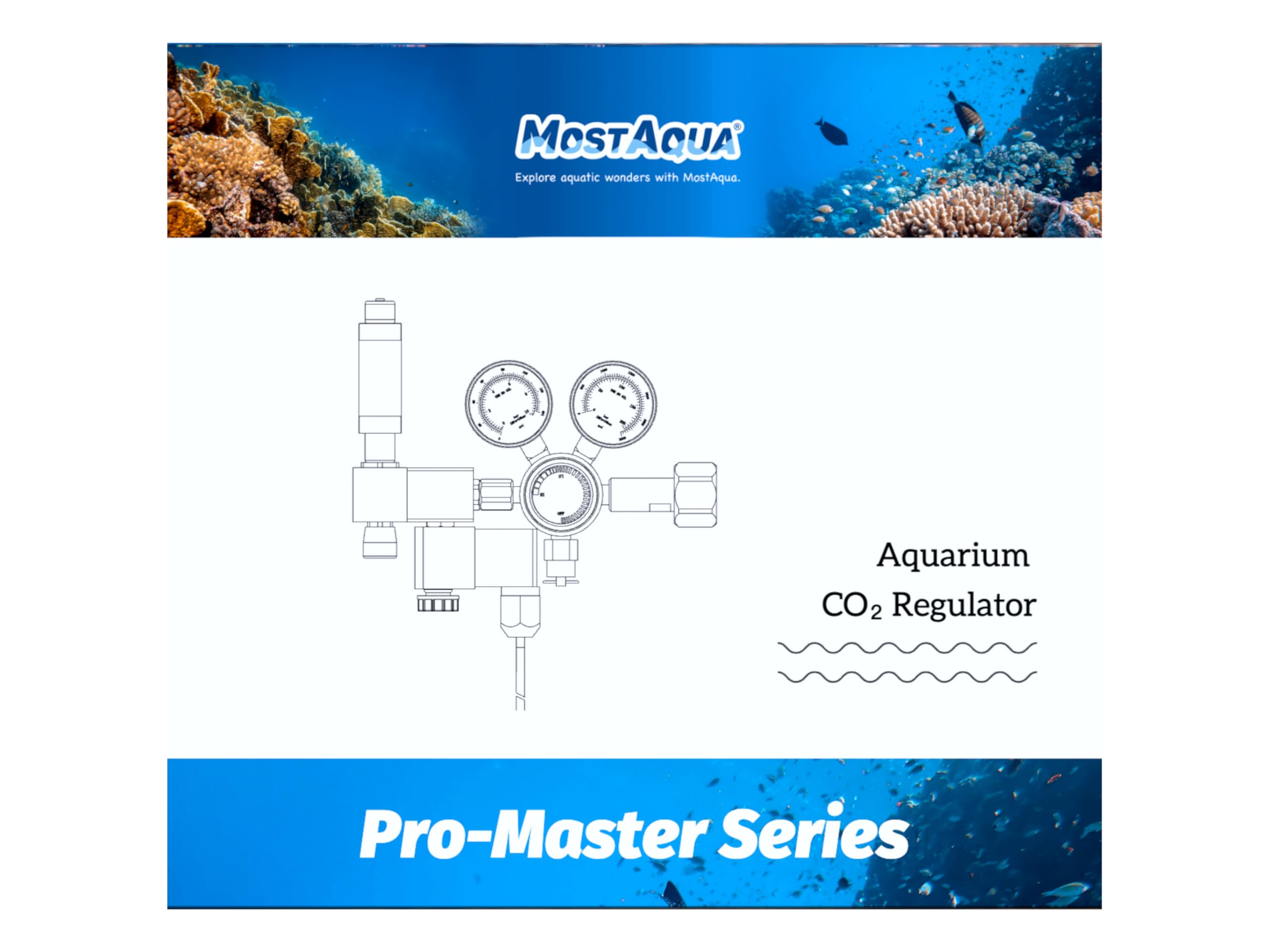 ostAqua - Regulador de CO2 de doble etapa para acuario, serie Pro-Master, kit de sistema de CO2 para plantas de acuario, contador de burbujas integrado y presión de salida ajustable (regulador de CO2