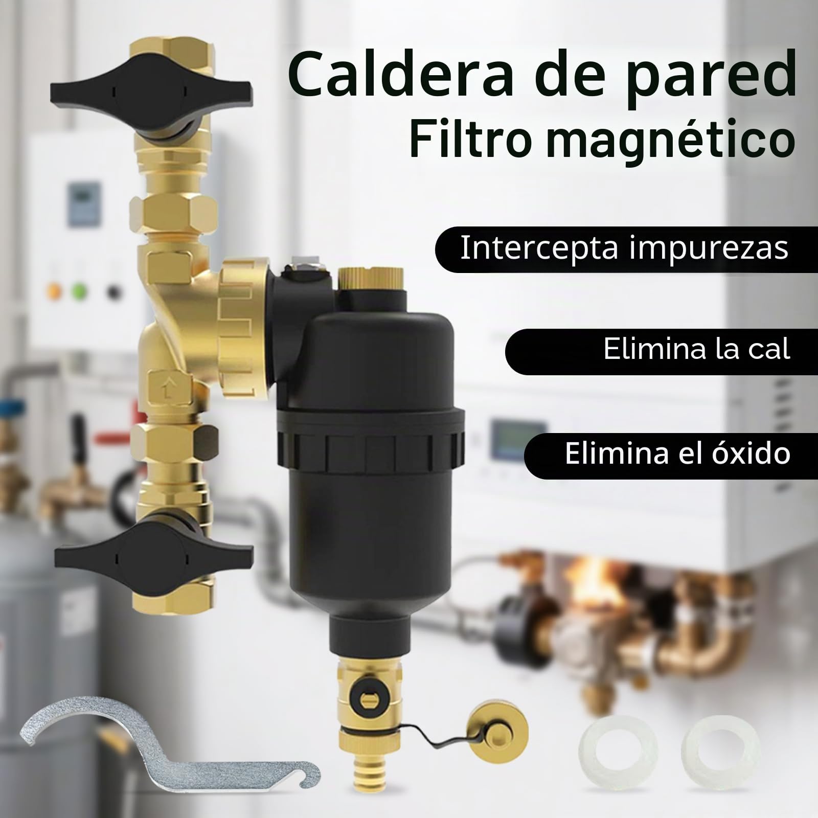 Separador Magnético De Lodos Dn 25, Filtro Magnético De 1″ Con Válvulas De Cierre Para Sistemas De Calefacción Colector De Suciedad Y PartíCulas Metálicas