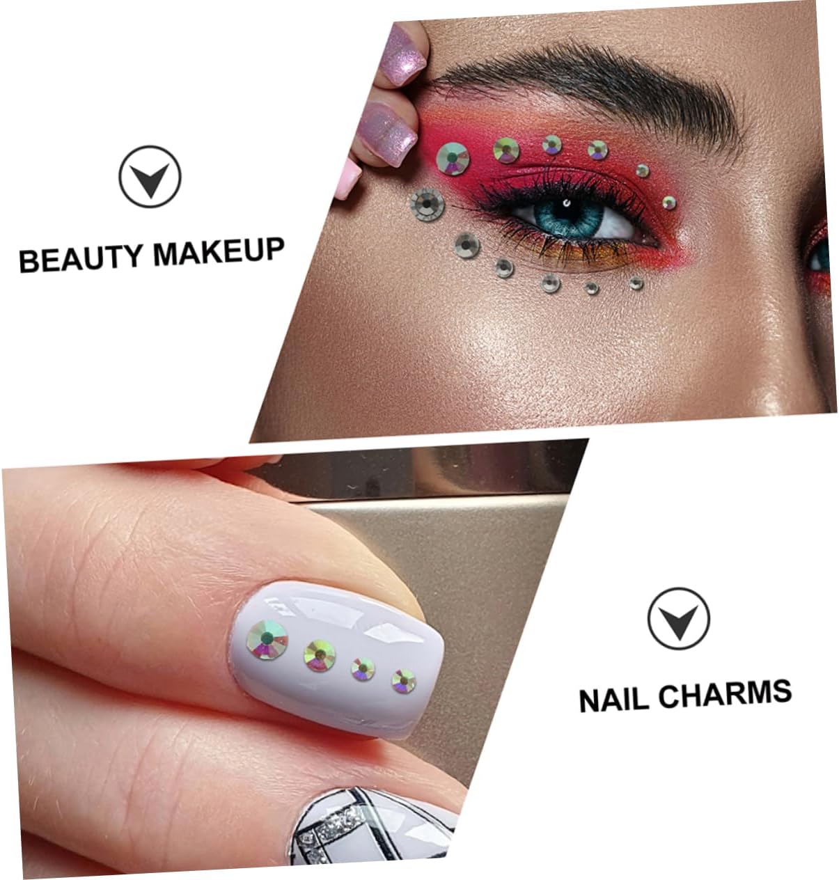 Gatuida 3sets Flatback Rhinestones Nail Art Decorations for Nail Designs Includes Dotting Pen Tweezers for Crafting for Manicure and Personal Use