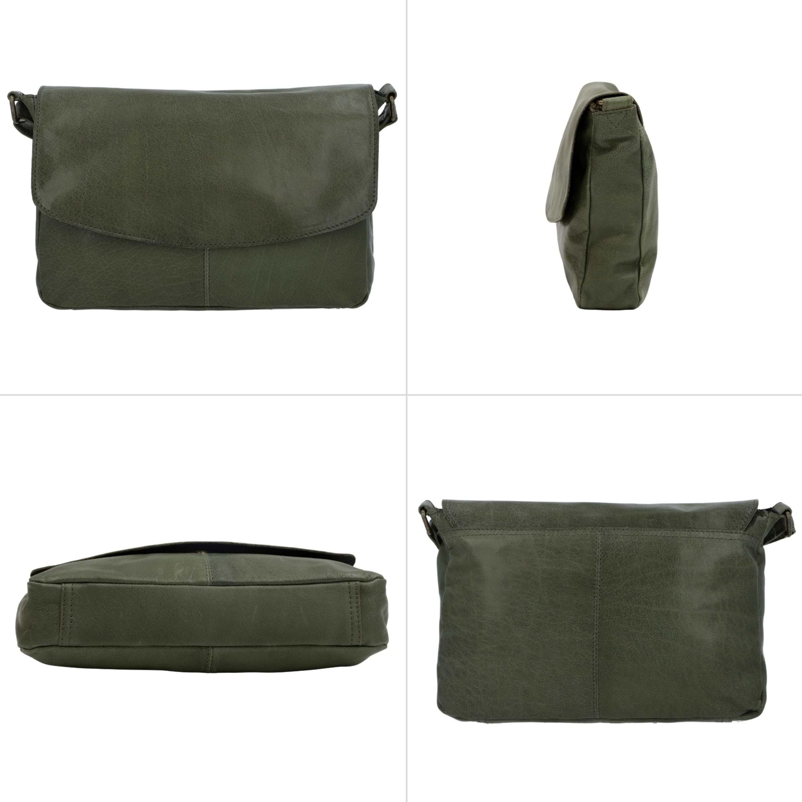 Gusti Leder Maisie - Borsa a tracolla da donna in vera pelle, stile vintage, con cerniera e tracolla