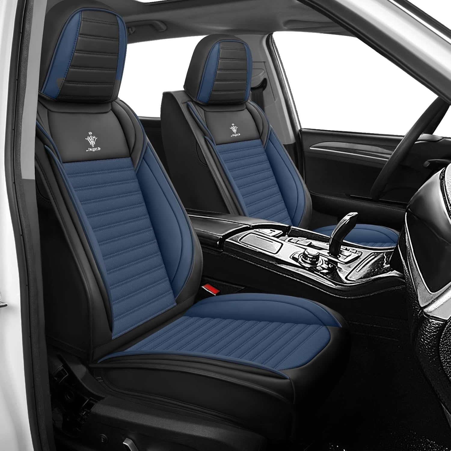 Seat Covers 2 Seats Custom Fit for Acura MDX 2014-2025, Standard Waterproof Car Seat Cover, Breathable and Comfortable Leather Cushion Cover, Auto Interior Accessories (Black Blue)
