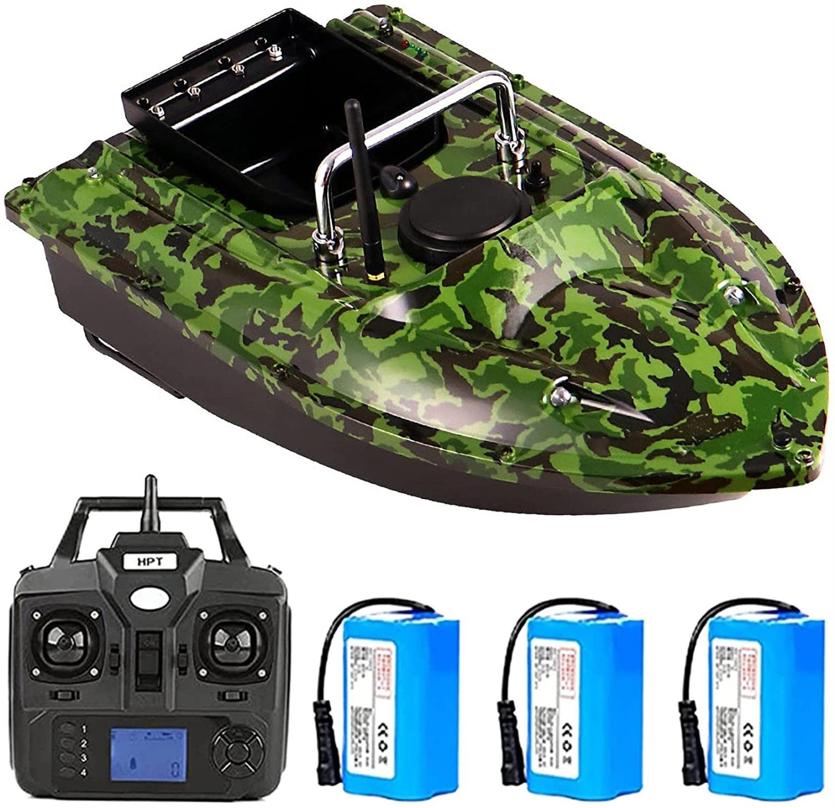 Barco de Cebo de Pesca Teledirigidos, GPS Barcos Cebador Inteligente con Motores Duales y Luz Nocturna LED, Barco Cebador Carpfishing - Crucero Automático de 500M