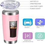 VEGOND 20oz Tumbler with Lid and Straw Stainless Steel Tumbler Cup Vacuum Insulated Double Wall Travel Coffee Mug Powder Coated Coffee Cup, Pink, 1 Pack