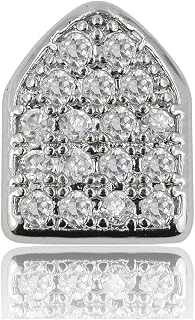 JINAO 18k Gold Plated Single Tooth Hip Hop Bling Cap Canine Teeth CZ Iced-Out Grillz