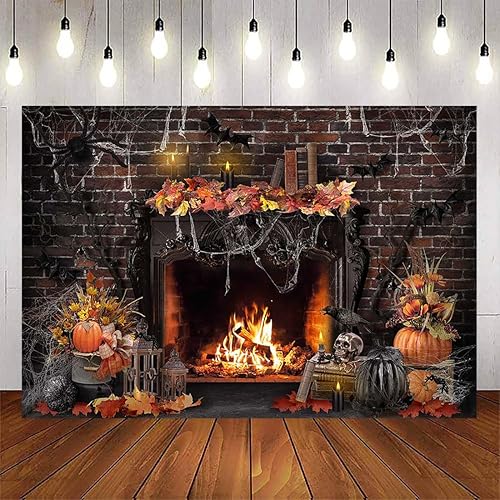 Avezano Telón de fondo gótico para fotografía de chimenea de Halloween, fiesta de Halloween, decoración de fiesta de Halloween, accesorios de sesión