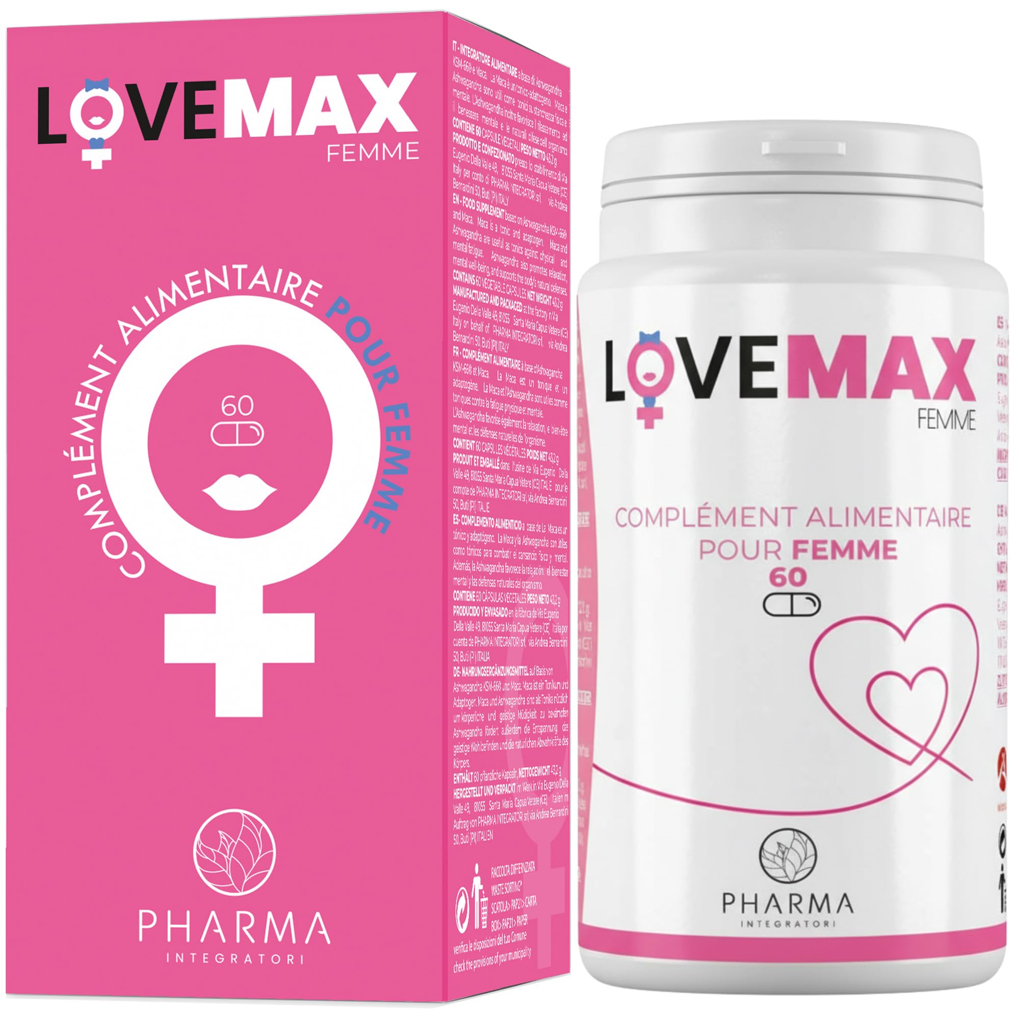 LOVEMAX Complément sexuel femme pour le désir féminin - Ashwagandha KSM-66, Maca