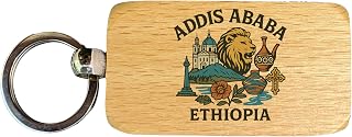 Addis Ababa Ethiopia Keepsakes Souvenir 2.5x1-Inch Wooden Keychain