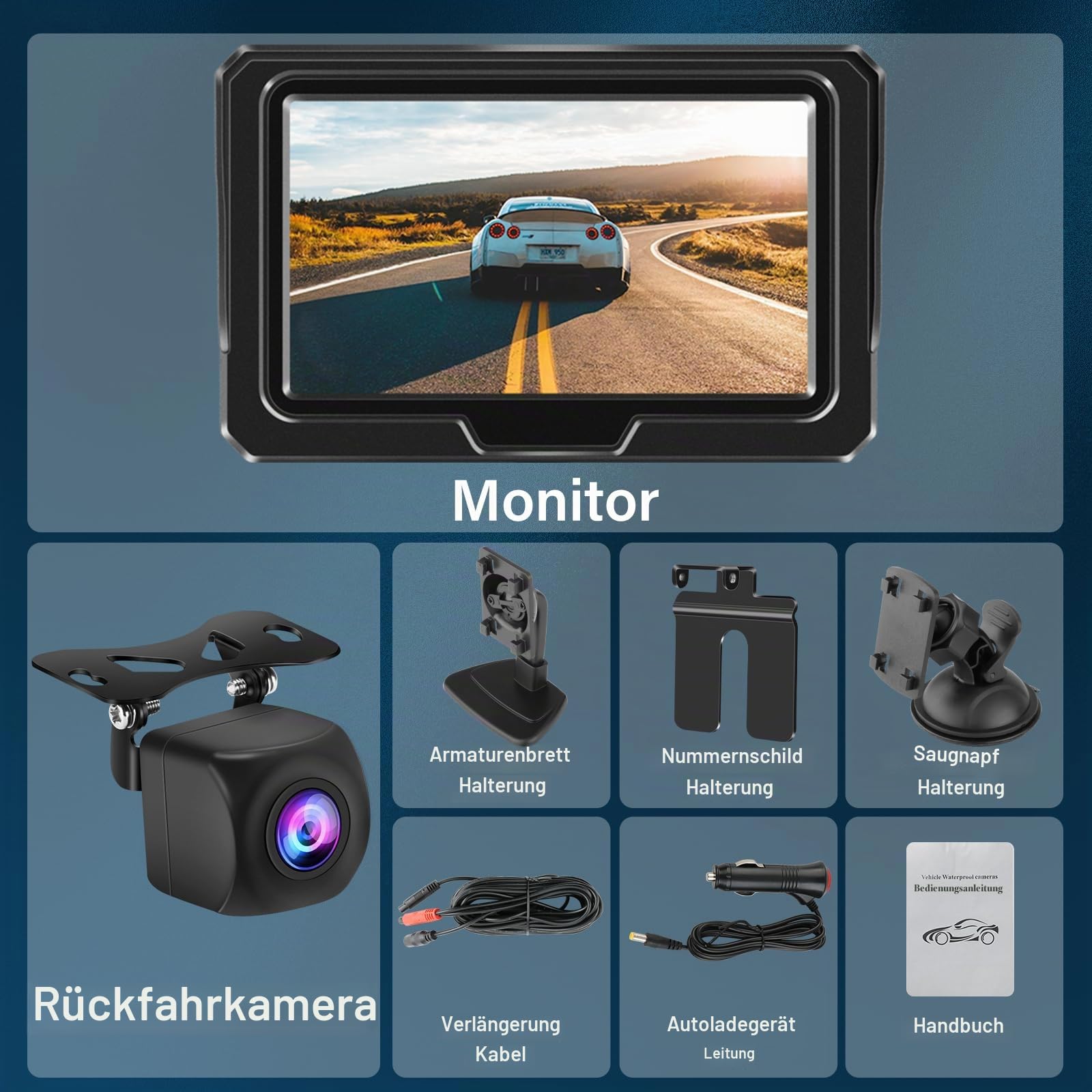 Vtopek Rückfahrkamera Auto Kit mit 4,3-Zoll 1080P HD Monitor Plug-Play